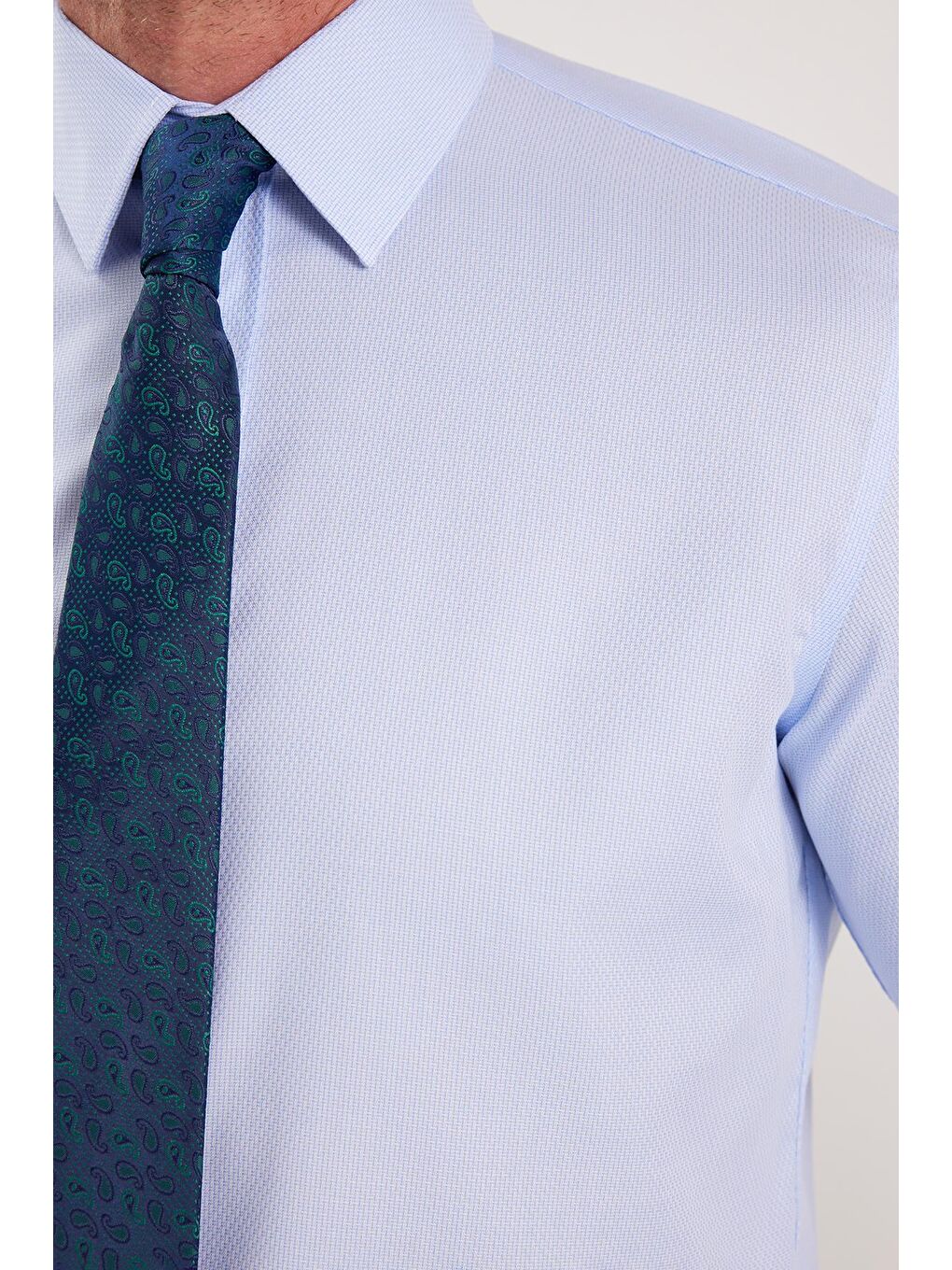 Regular Fit Mavi Non-Iron %100 Pamuk Doğa Dostu Ekoteks Belgeli Ütü Gerektirmez Gömlek-2