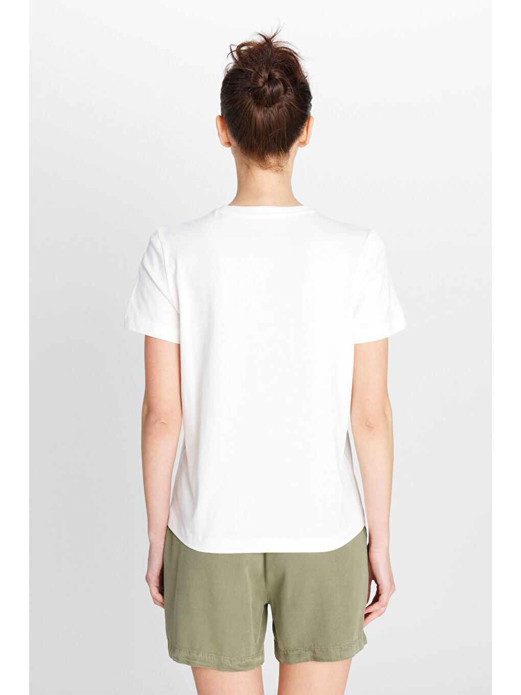 Regular Fit Normal Kesim Bisiklet Yaka %100 Pamuk Kırık Beyaz Tişört-4