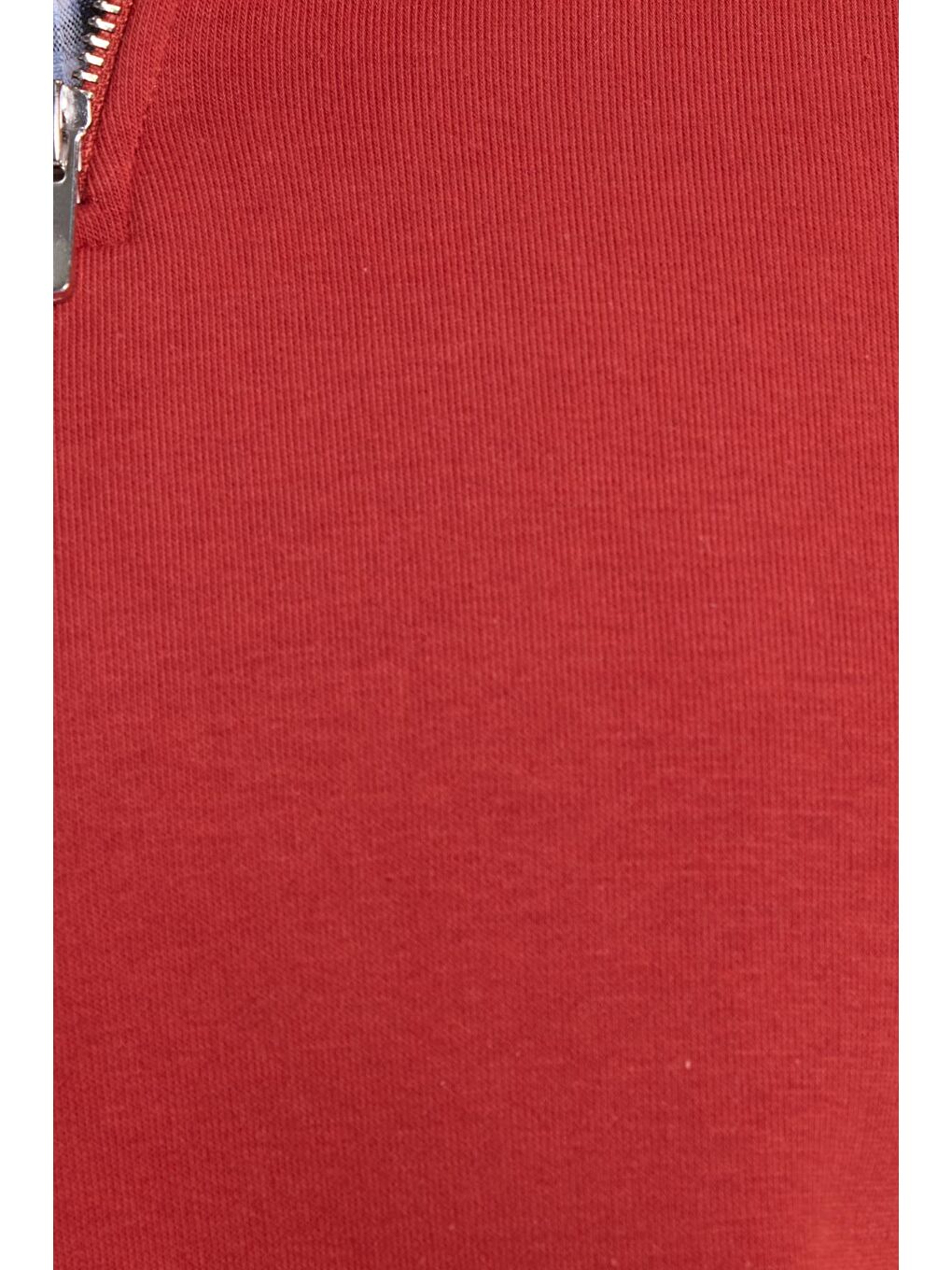 Kadın Relax Fit Rahat Kesim Pamuklu İçi Polarlı Yarım Fermuarlı Kırmızı Dik Yaka Sweatshirt-5