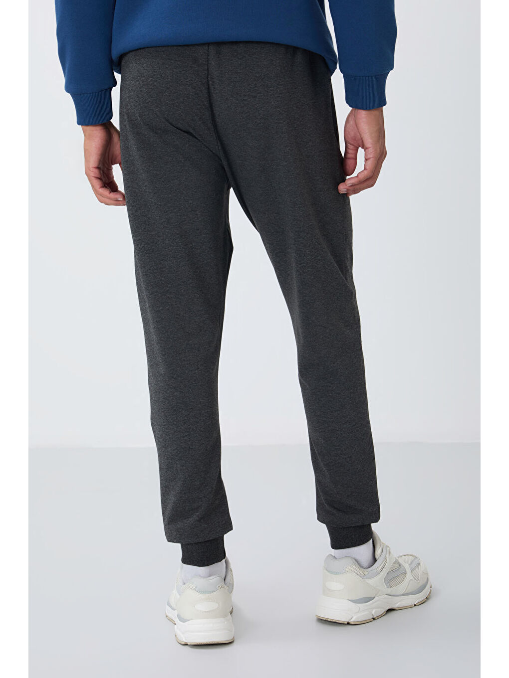 Antrasit Melanj Fermuar Cepli Standart Kalıp Erkek Jogger Eşofman Altı- 84651-4
