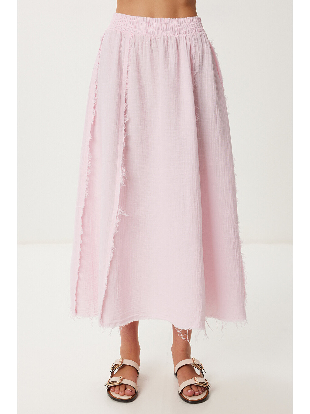 Pembe Müslin Bluz Etek Takım PEMBE LGP0013-4