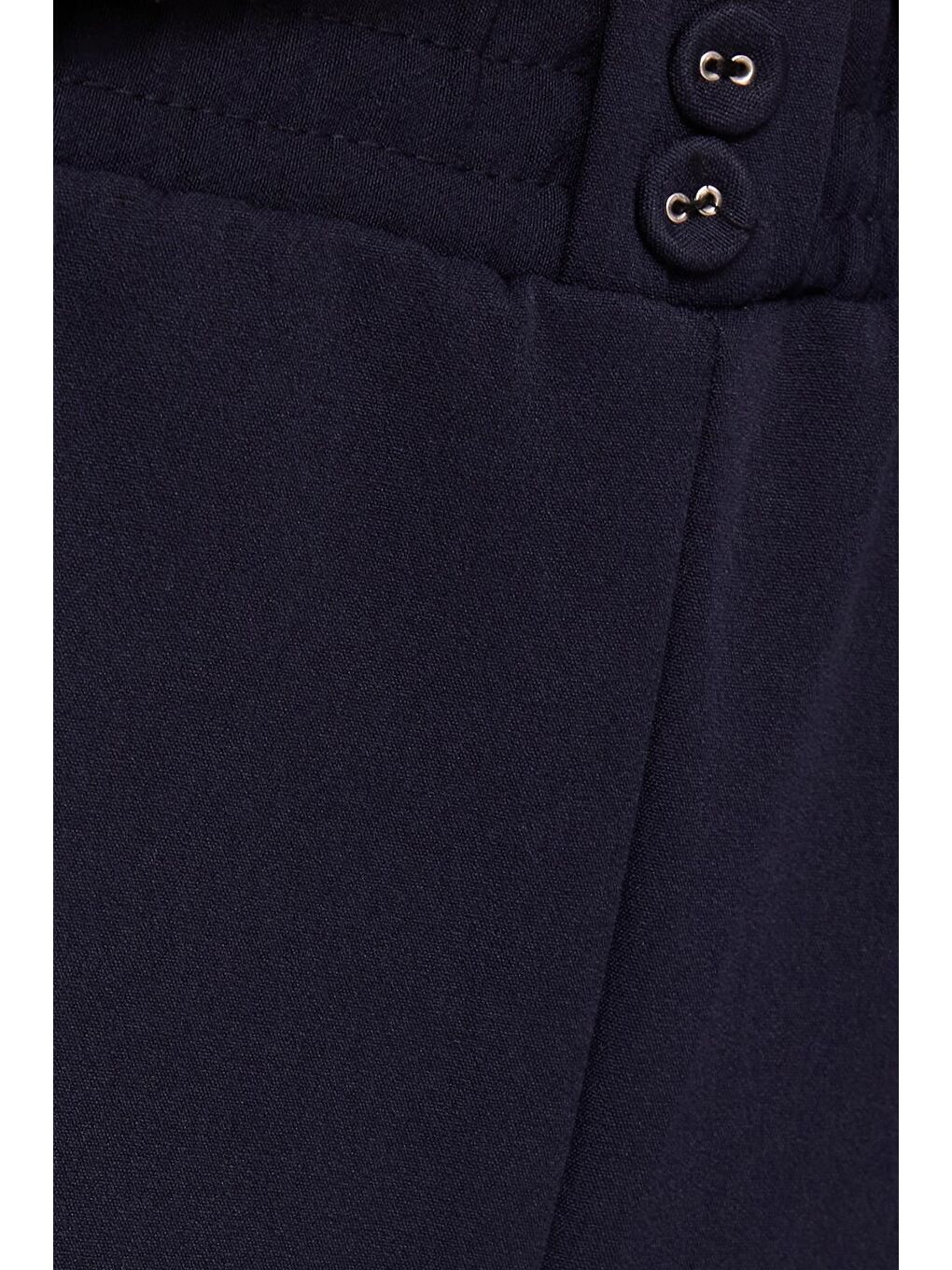 Kadın Relax Fit Rahat Kesim Yüksel Bel Düz Paça Beli Lastikli Lacivert Pantolon-5