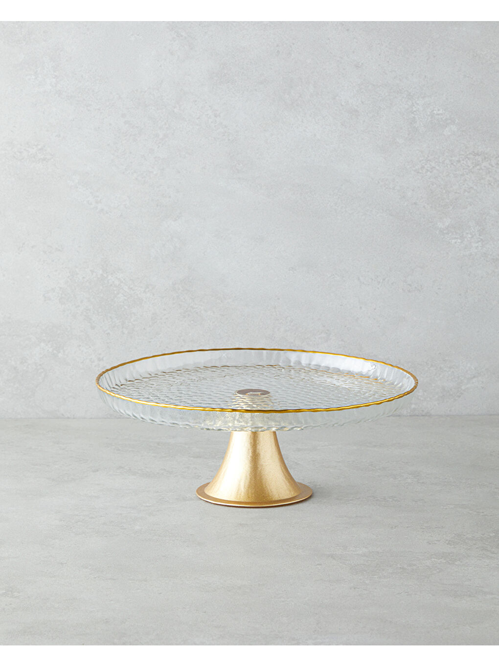 Renksiz Golden Glow Cam Kek Standı 28 cm Şeffaf-Gold