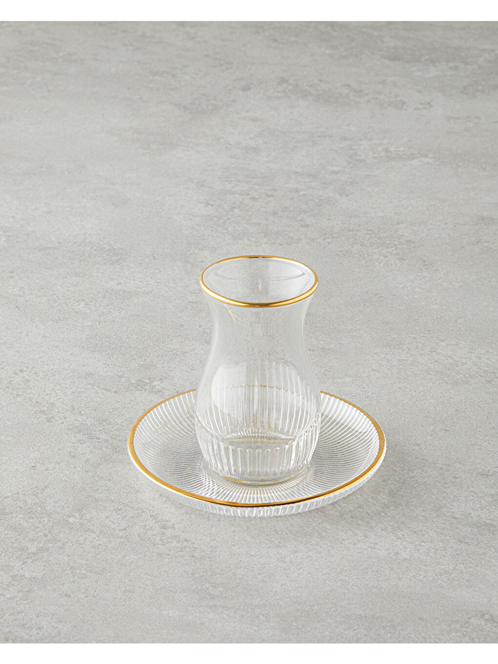 Sarı Janice Cam 12 Parça 6 Kişilik Çay Seti 135 ml Gold-1