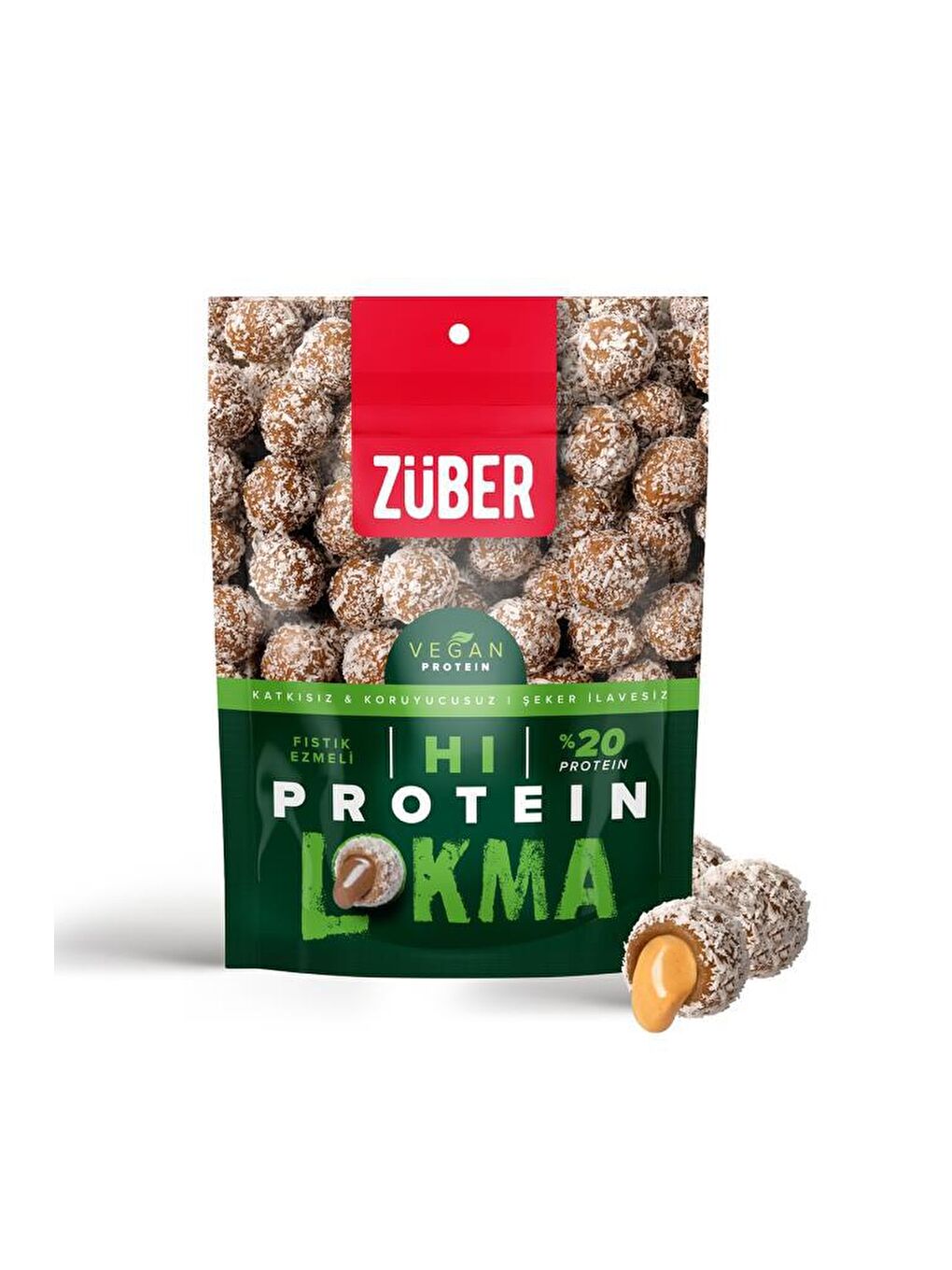 Züber Renksiz Vegan Hi Protein Lokma Fıstık Ezmeli 84g X 6 Paket - 1