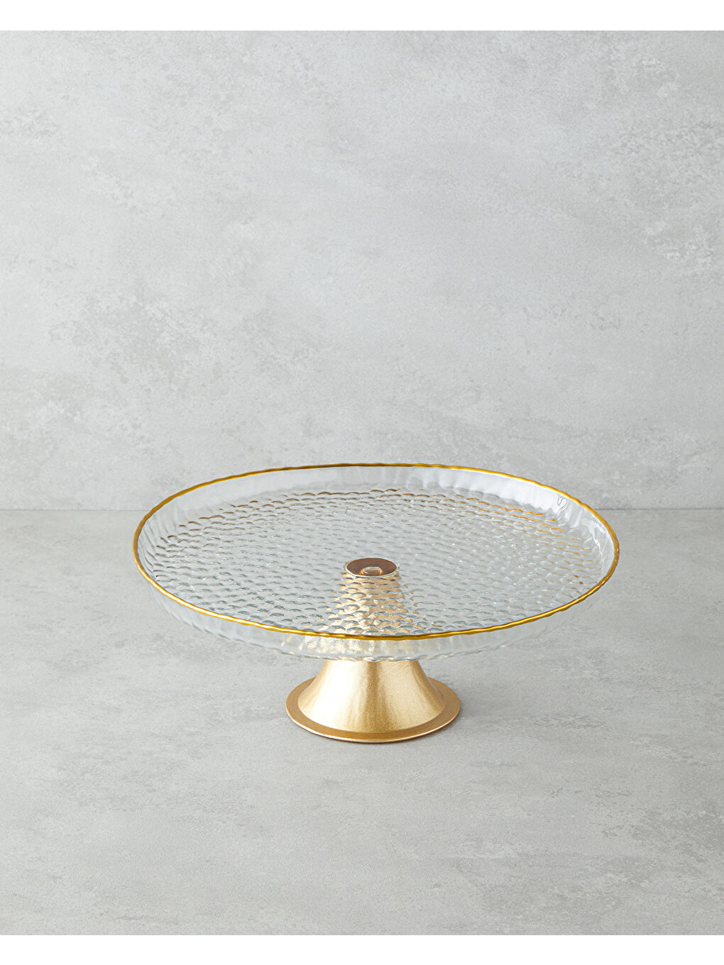 Renksiz Golden Glow Cam Kek Standı 28 cm Şeffaf-Gold-1