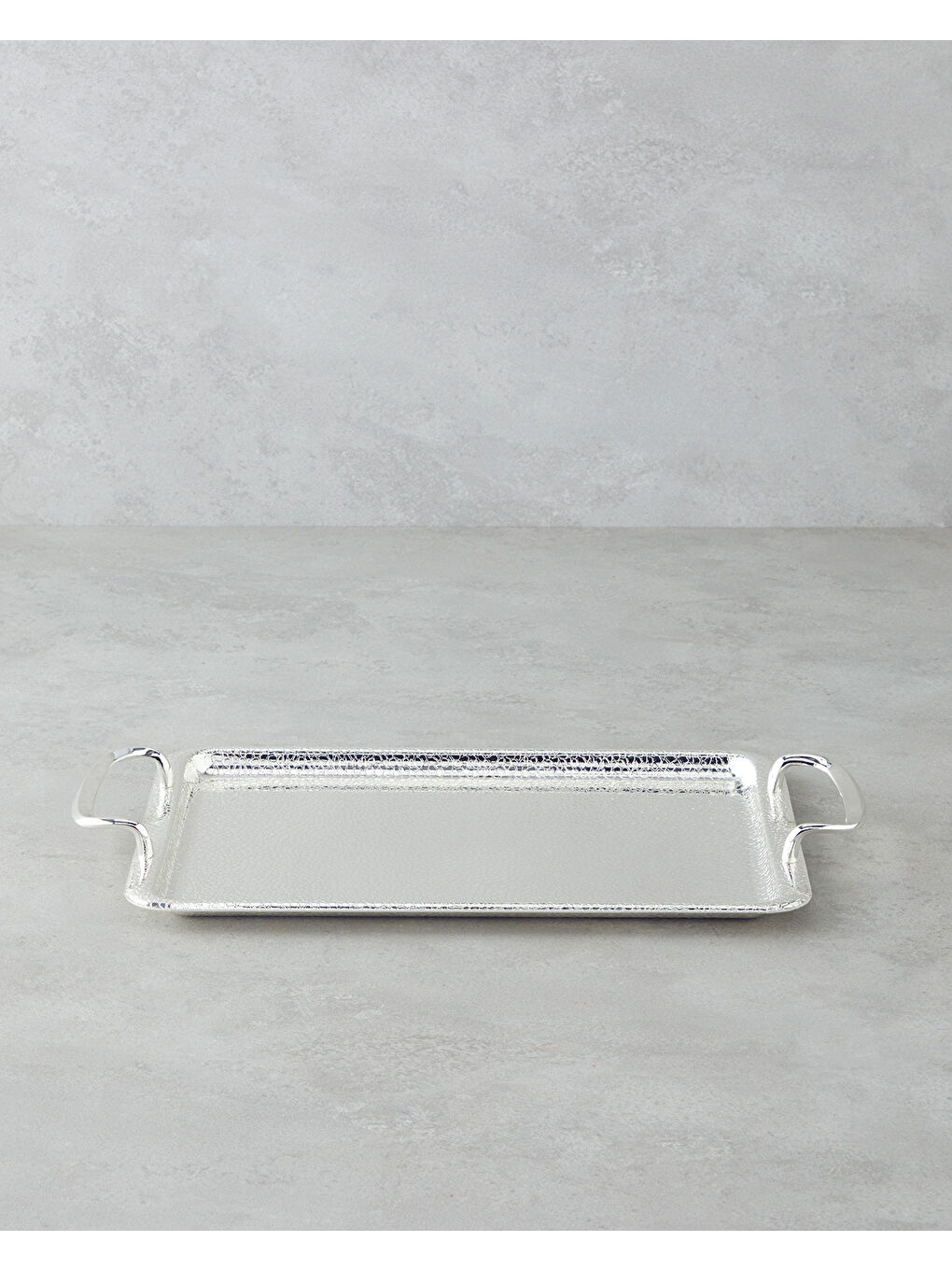 Gri Glamour Metal Tepsi 34,5x22 Cm Silver-1