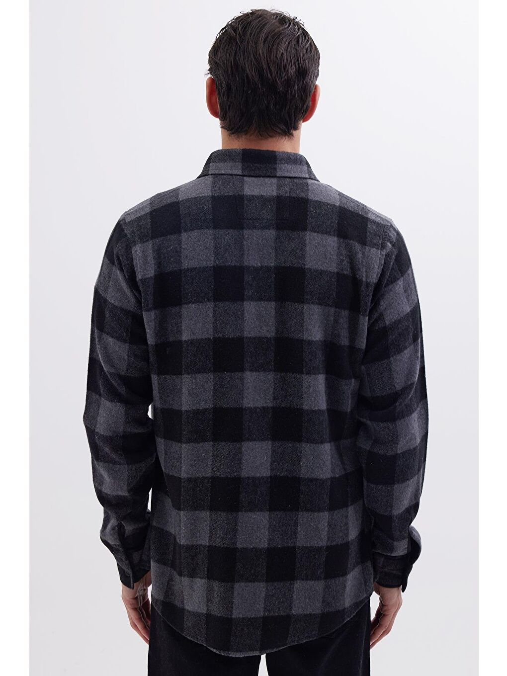 Karışık Erkek Slim Fit Dar Kesim Uzun Kollu Kapaklı Çift Cepli Kareli Kışlık Oduncu Gömlek-6