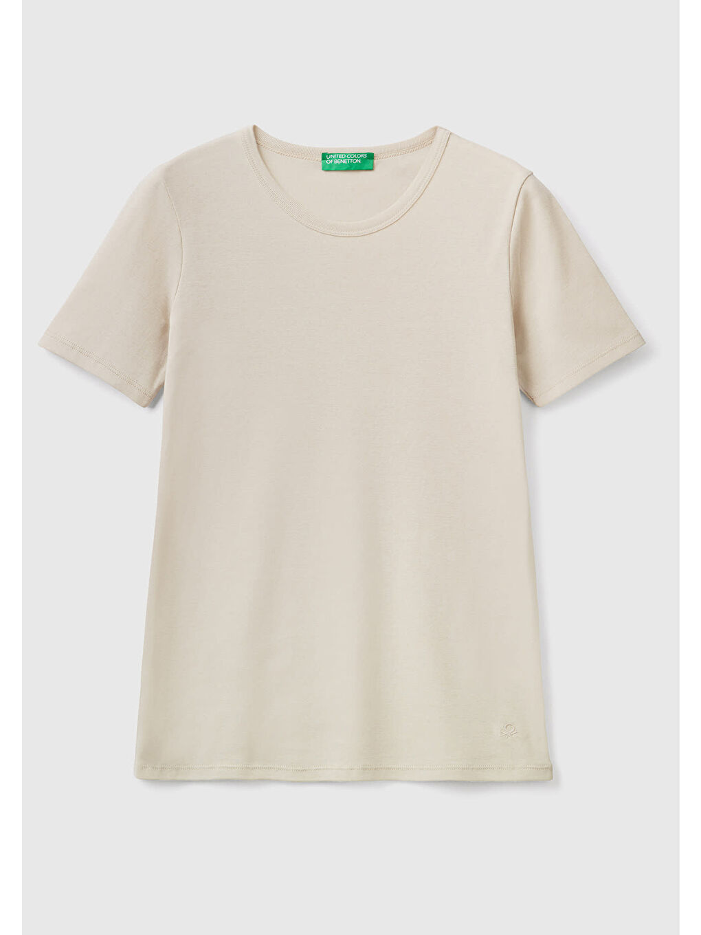 United Colors Of Benetton Kadın Bej  100 Pamuk Basic Kısa Kollu Bisiklet Yaka T Shirt - 1