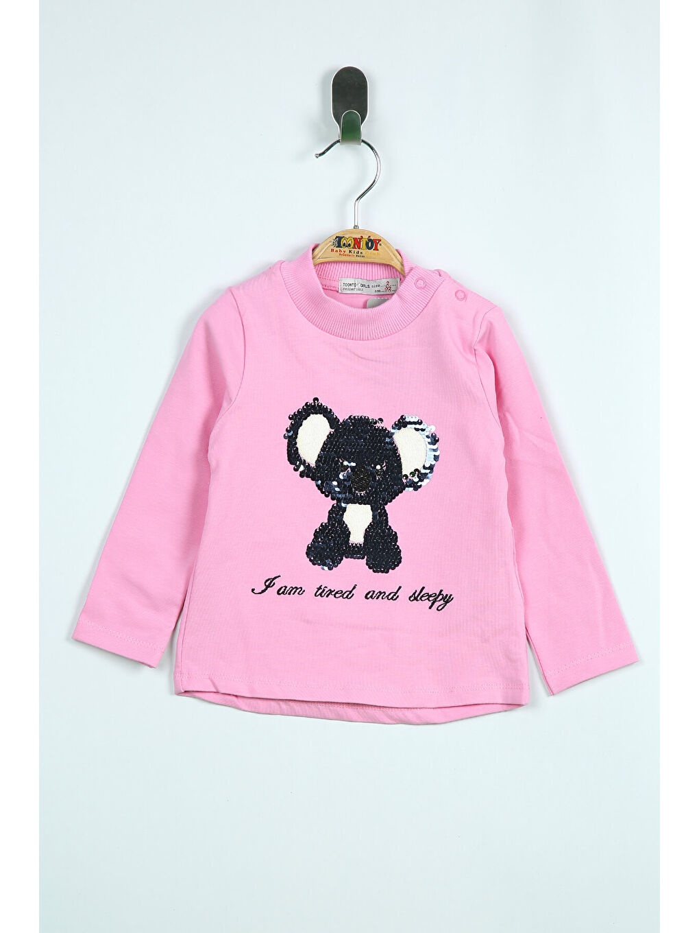 Pembe Kız Bebek Panda Nakışlı T-Shirt