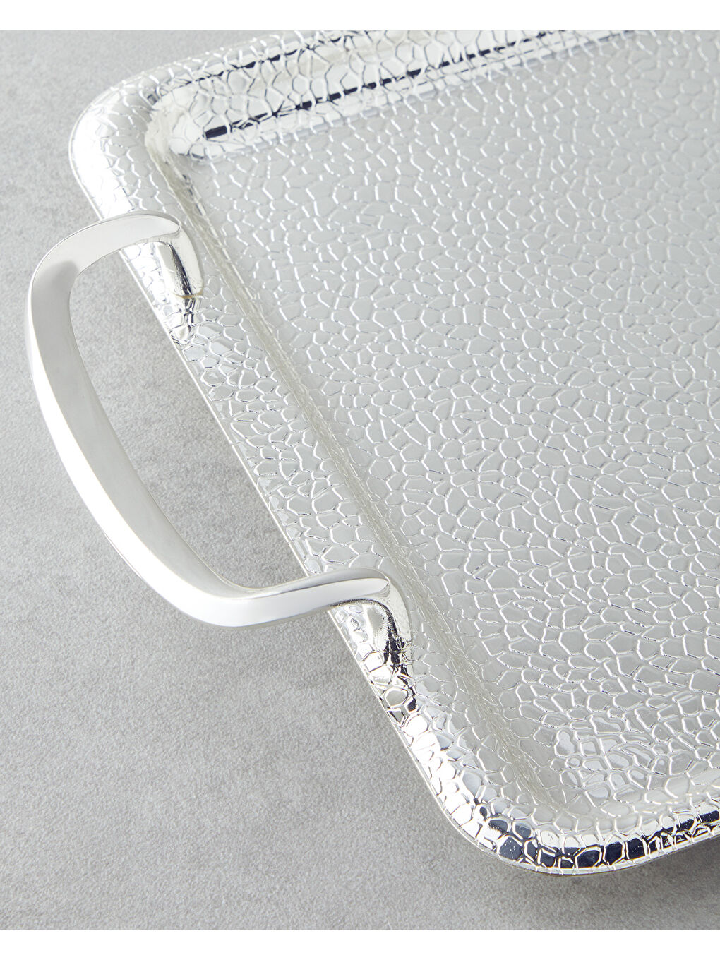 Gri Glamour Metal Tepsi 34,5x22 Cm Silver-2
