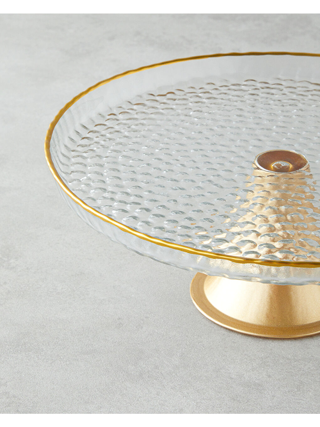 Renksiz Golden Glow Cam Kek Standı 28 cm Şeffaf-Gold-2