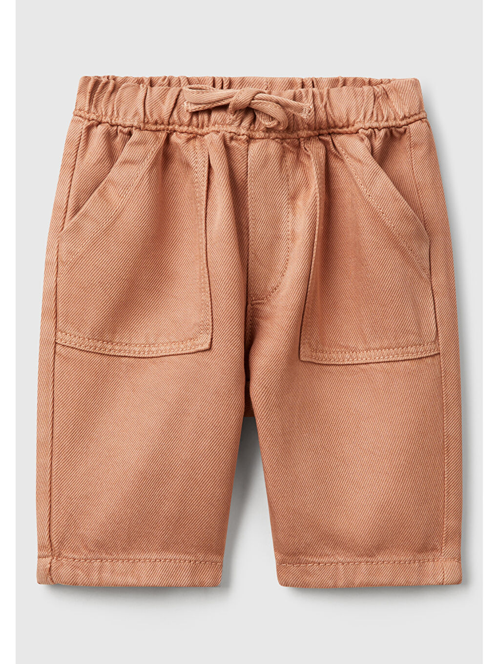 Kahverengi Bebek Tarçın Logo Detaylı Beli Lastikli Büzgü İpli Yama Cepli Pantolon