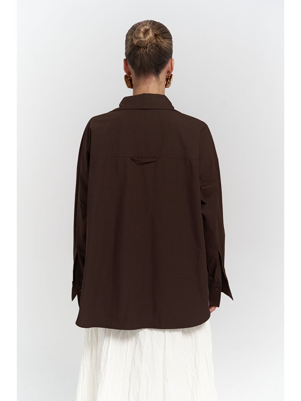 Kahverengi Phoebe Oversize Kahve Gömlek-1