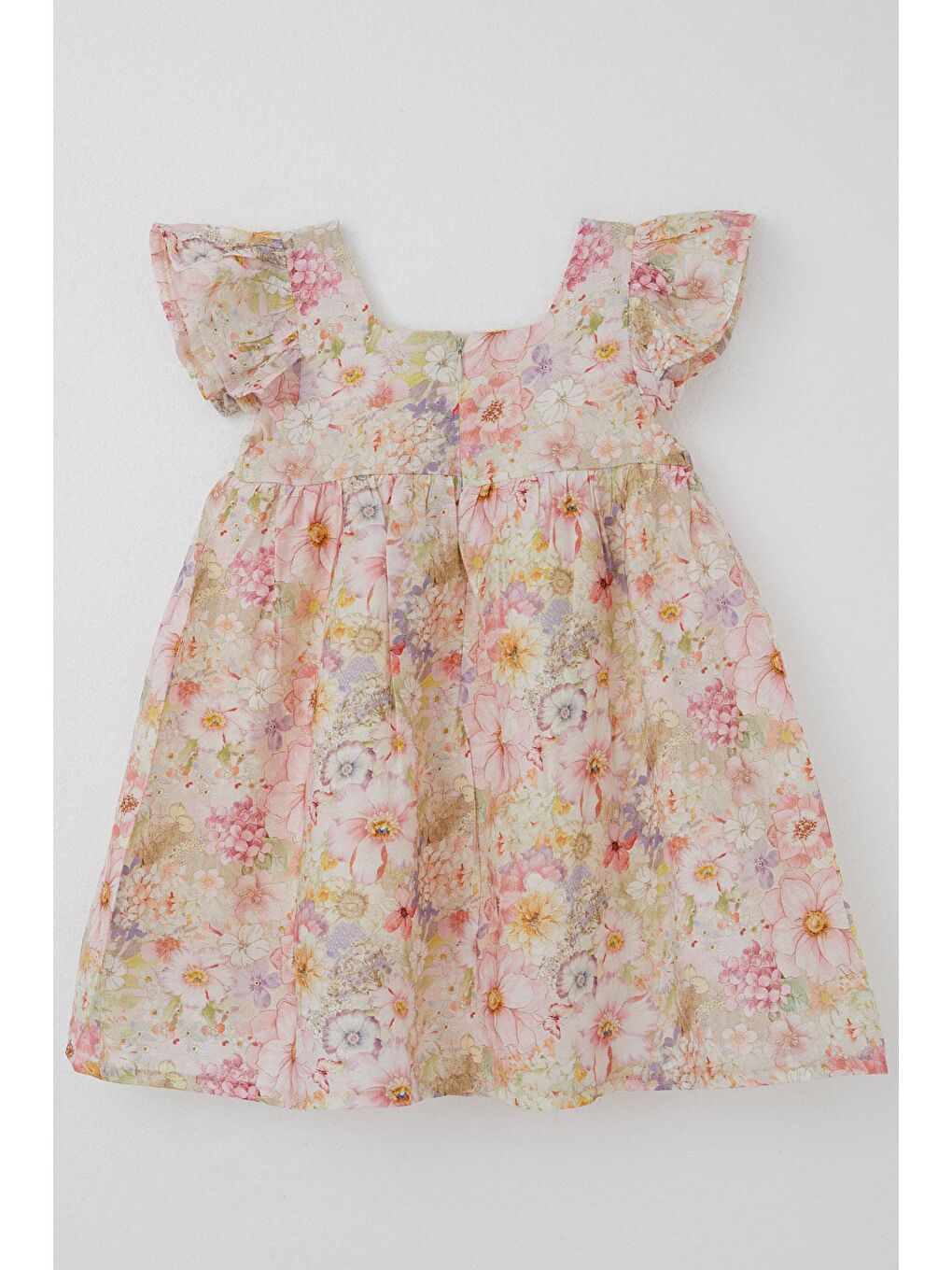 Kız Çocuk Elbise Saten Çiçek Desenli Arkası Fermuarlı Karışık Renk (3 Yaş)-4