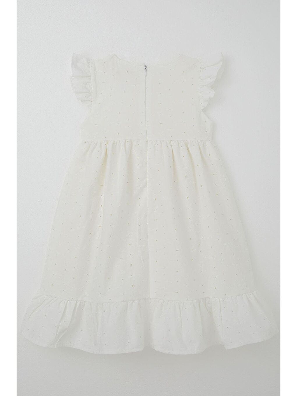 Kız Çocuk Elbise Çiçek Nakışlı Arma Detaylı Ekru (4-9 Yaş)-1
