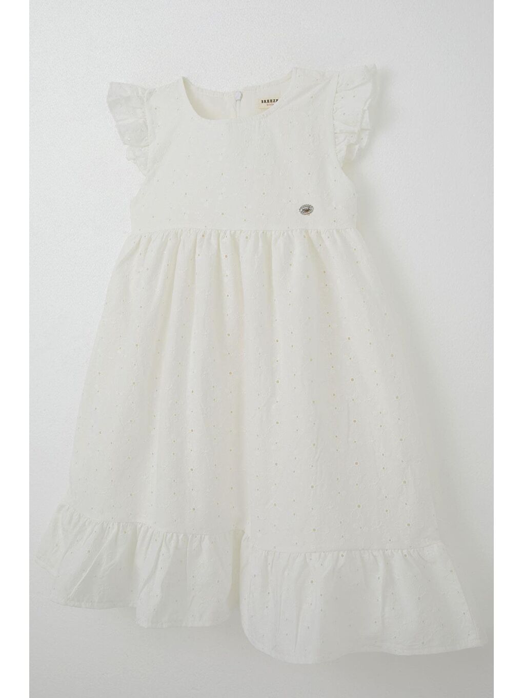 Kız Çocuk Elbise Çiçek Nakışlı Arma Detaylı Ekru (4-9 Yaş)-2