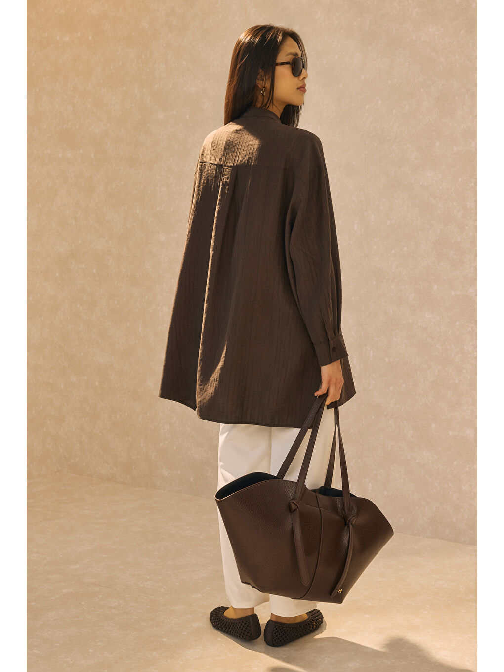 Kahverengi Fleto Cep Detaylı Gömlek Acı Kahve-2