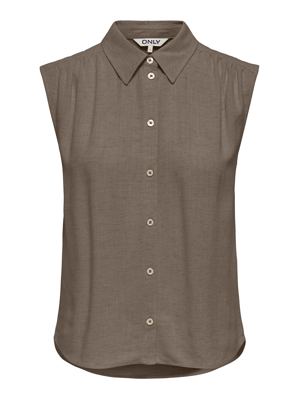 Bej Onlsiesta Keten Karışımlı Regular Fit Klasik Yaka Bluz 15367416-1