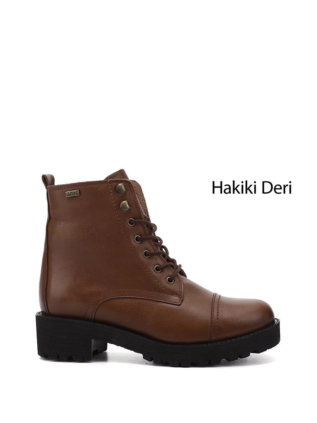 Bej Kadın Vizon-kahverengi Fermuarlı Kauçuk Taban Hakiki Deri Postal Bot