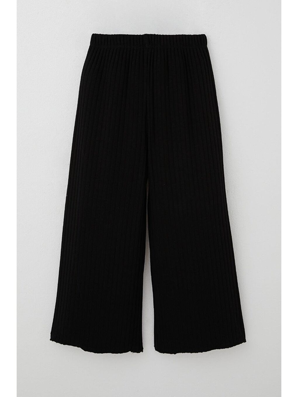 Kız Çocuk Pantolon Bağcık Aksesuarlı Beli Lastikli Siyah (7-14 Yaş)-1