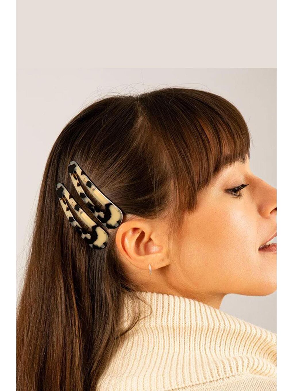 Beyaz Kaplumbağa Sırtı Akrilik Üçgen Çıtçıt Toka 2'li Paket-1