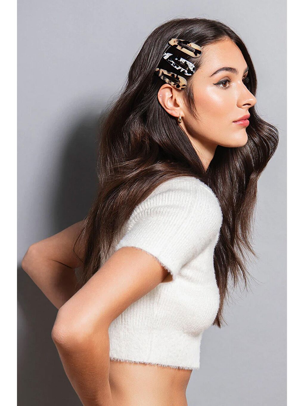 Bej Kaplumbağa Sırtı Akrilik Üçgen Çıtçıt Toka 2'li Paket-1