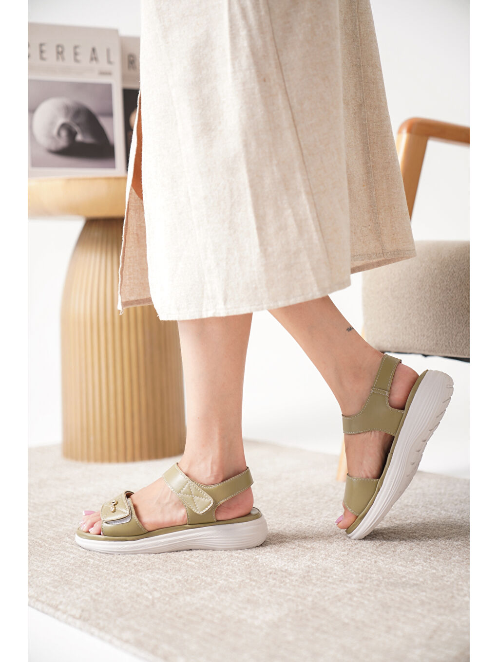 Haki D685 Günlük Ortopedik Kadın Sandalet-2