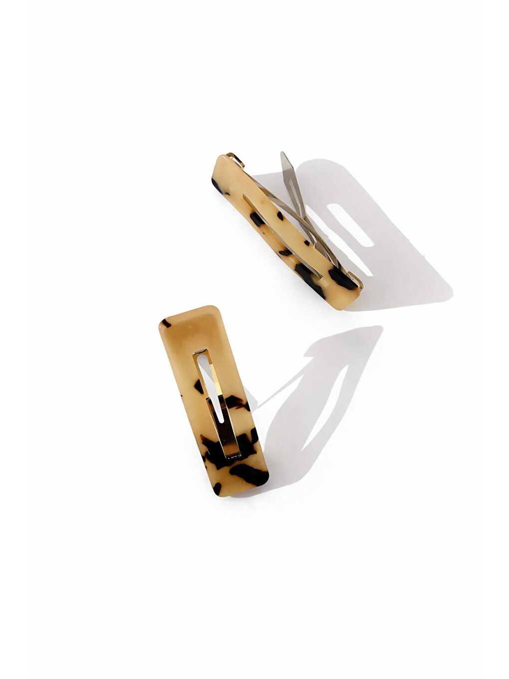 Bej Kaplumbağa Sırtı Dikdörtgen Çıtçıt Toka 2'li Paket-1