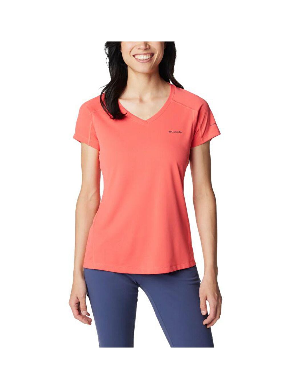 Columbia Kırmızı Women's Zero Rules™ Short Sleeve Kadın V Yaka Tişört AL6914-608