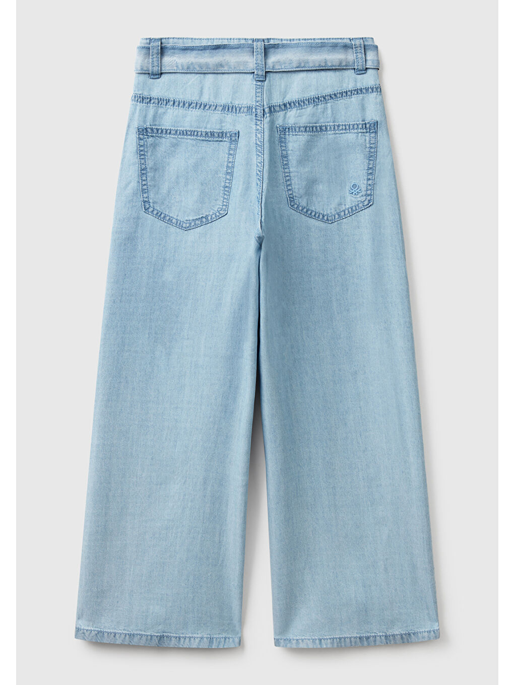 Mavi Kız Çocuk Açık Denim %100 Liyosel Beli Kuşaklı Wide Fit Denim Pantolon-1