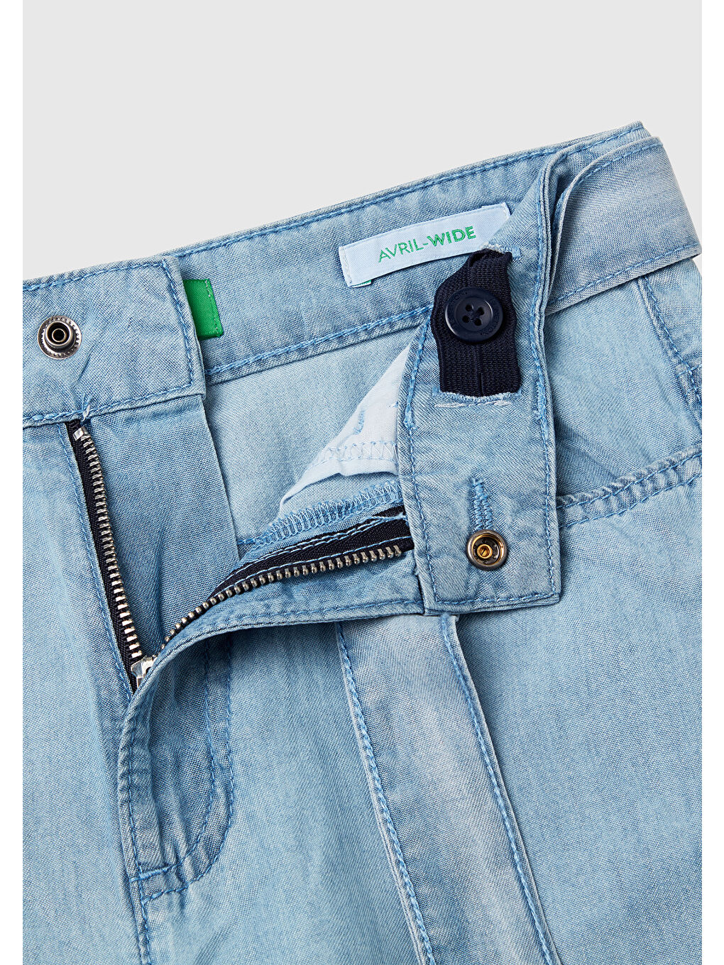 Mavi Kız Çocuk Açık Denim %100 Liyosel Beli Kuşaklı Wide Fit Denim Pantolon-2