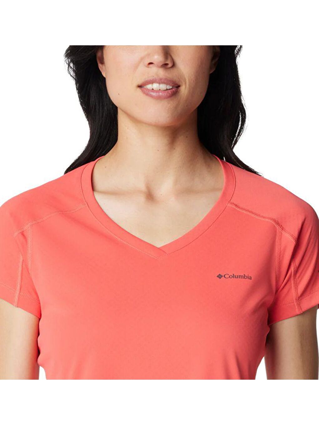 Columbia Kırmızı Women's Zero Rules™ Short Sleeve Kadın V Yaka Tişört AL6914-608 - 3