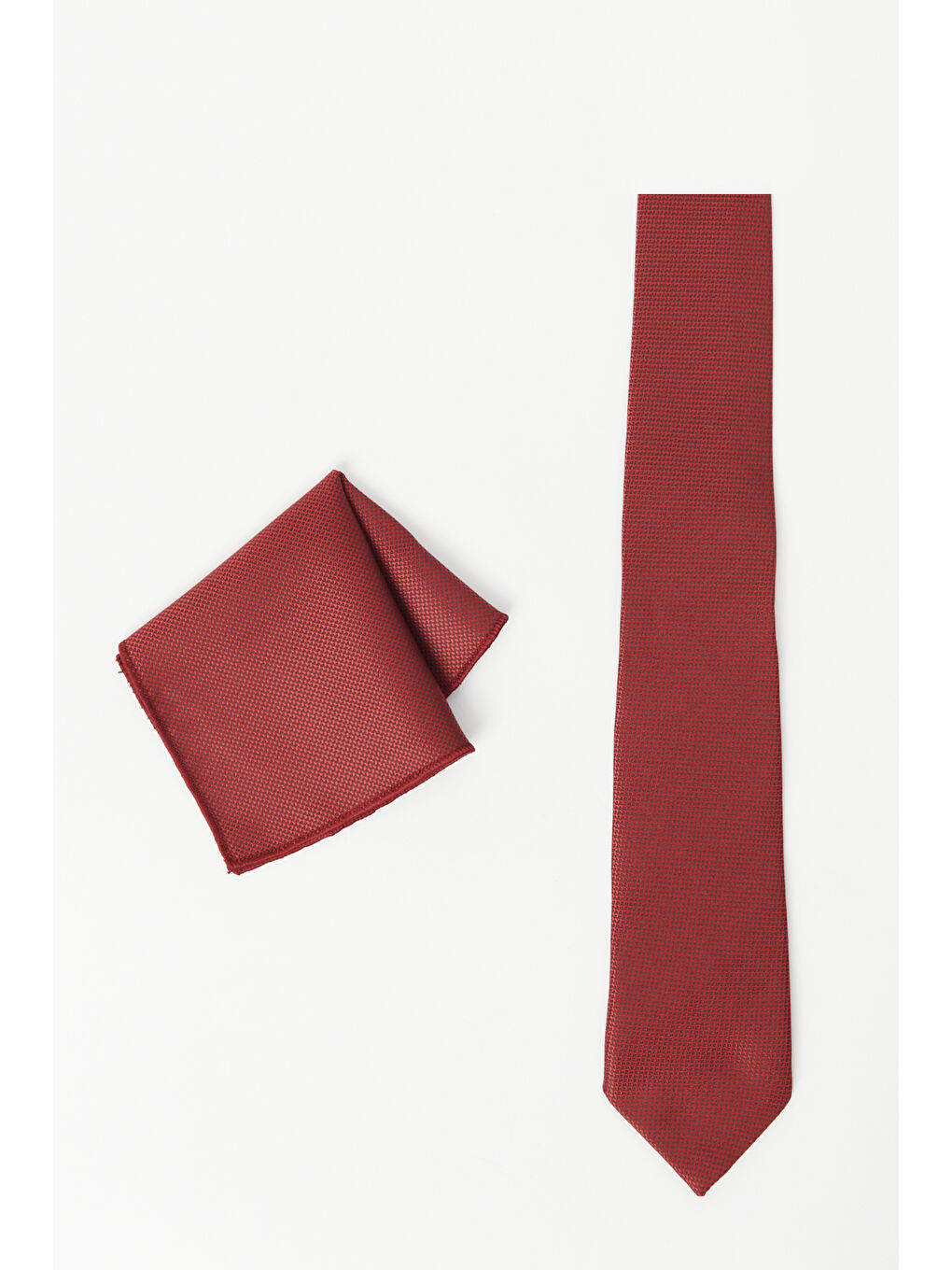 Erkek Bordo Desenli Kravat-Mendil Set