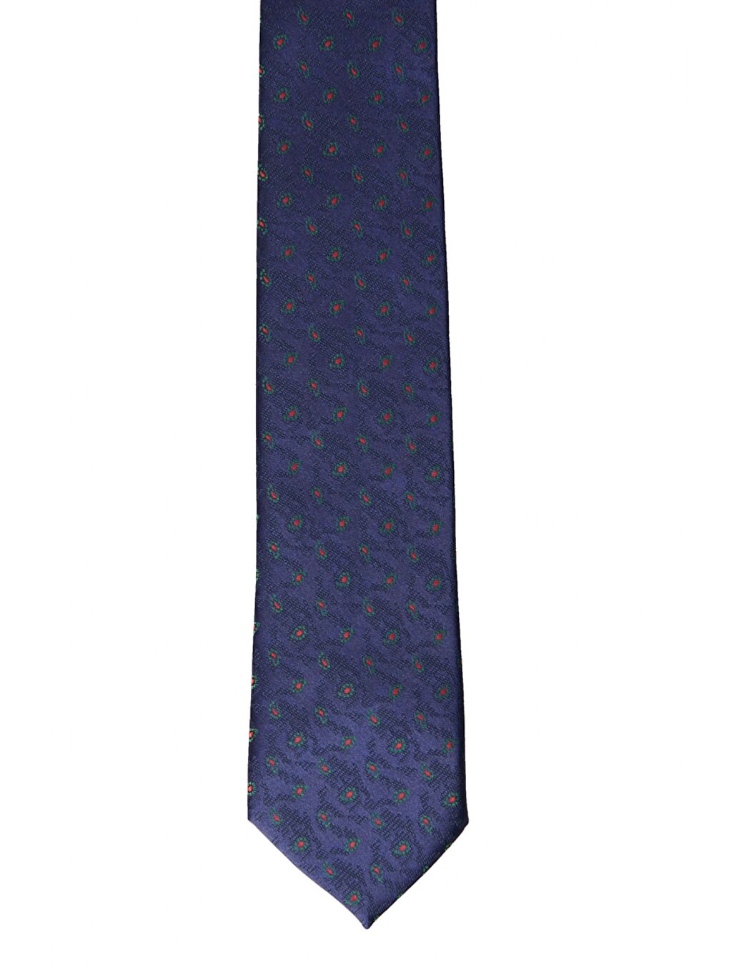 Erkek Lacivert-Yeşil Desenli Klasik Nano Kravat-1