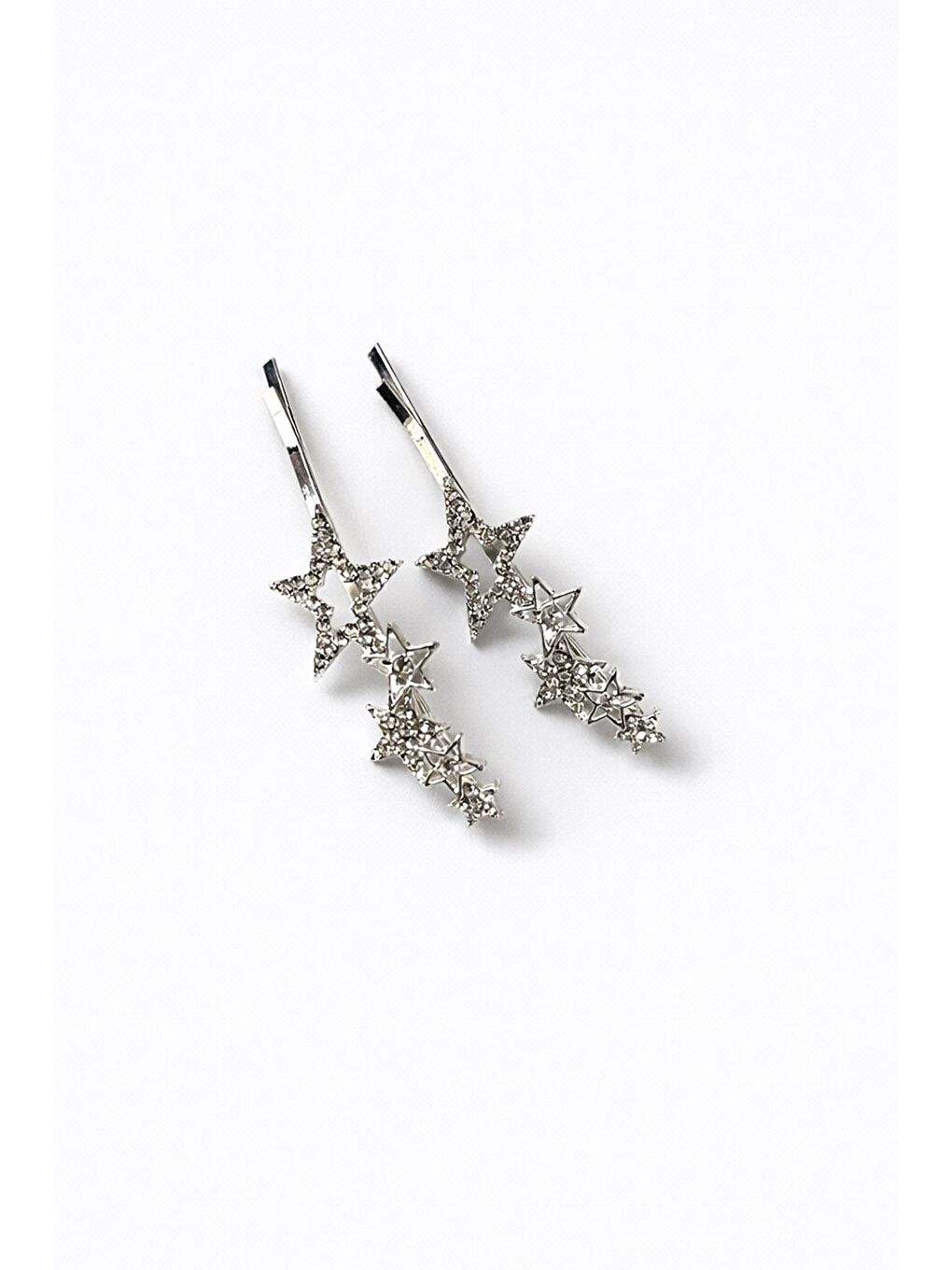 Gri Kayan Yıldızlar Gümüş Renk 2li Tel Toka Seti-1