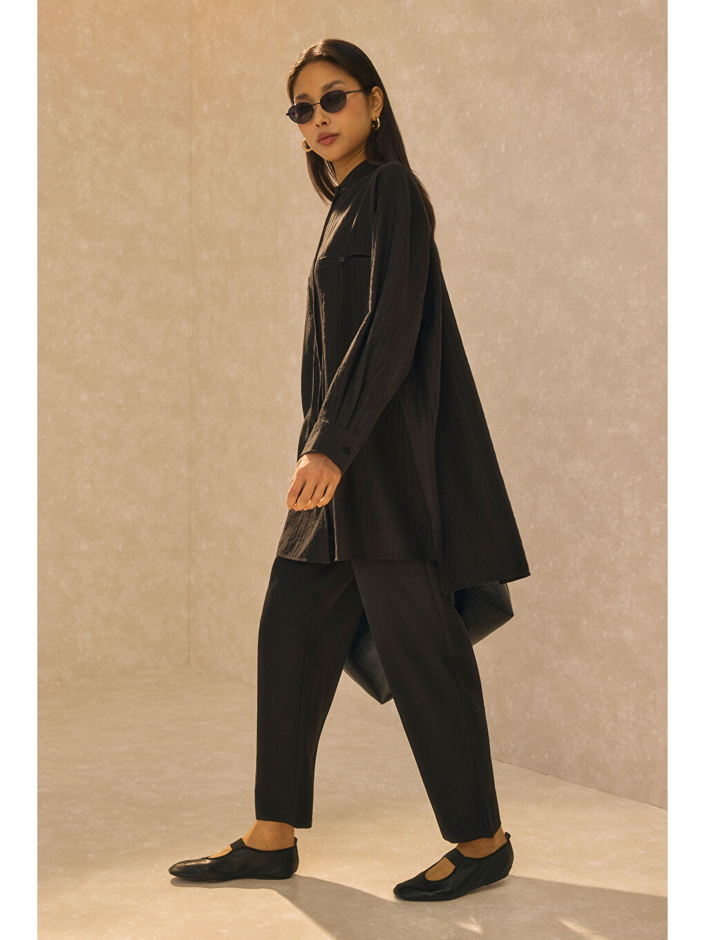 Fleto Cep Detaylı Gömlek Siyah-3