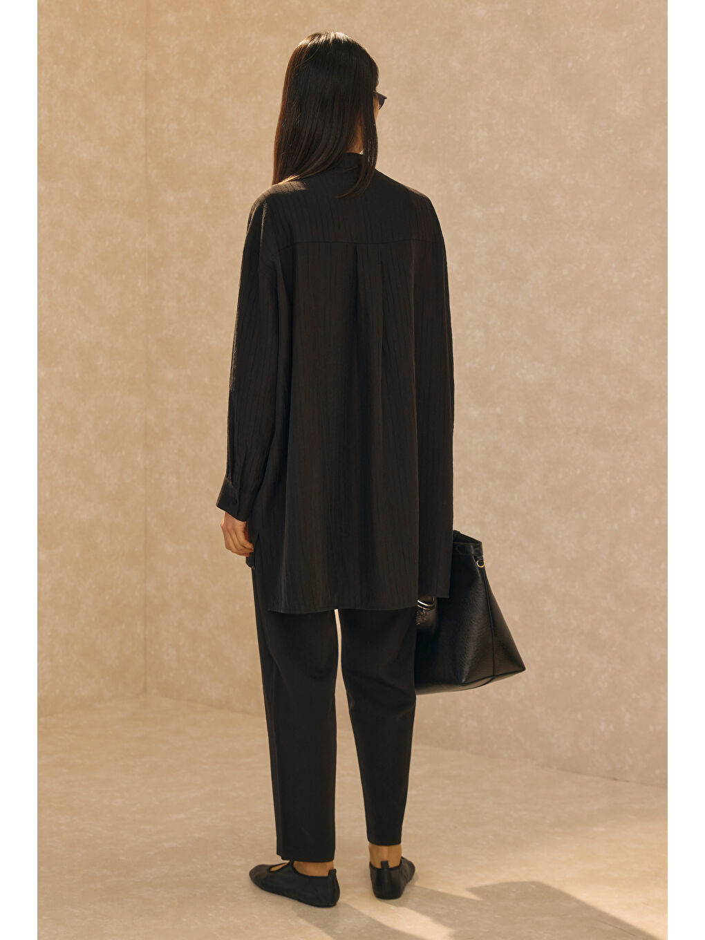 Fleto Cep Detaylı Gömlek Siyah-4