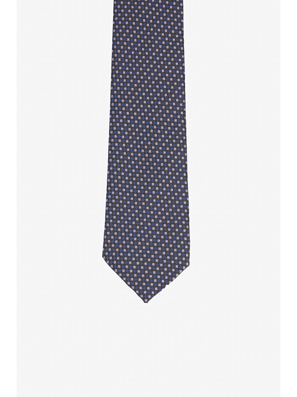 Erkek Lacivert-Gri Desenli Kravat-1