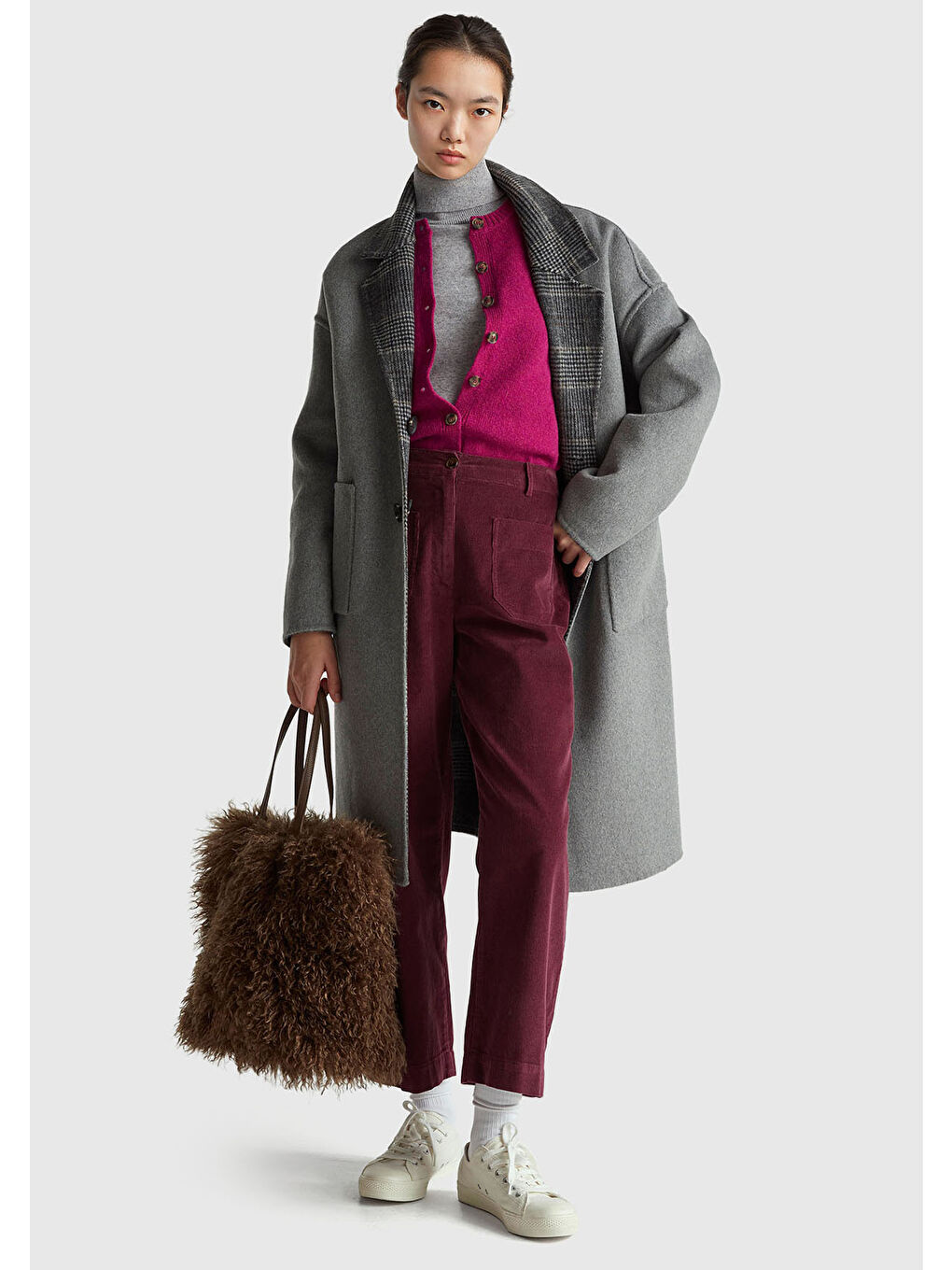 Kadın Fuşya Shetland Hırka-4