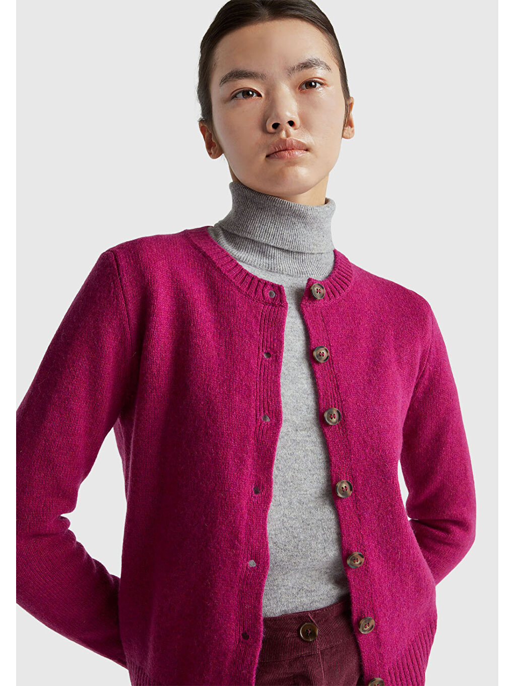 Kadın Fuşya Shetland Hırka-5