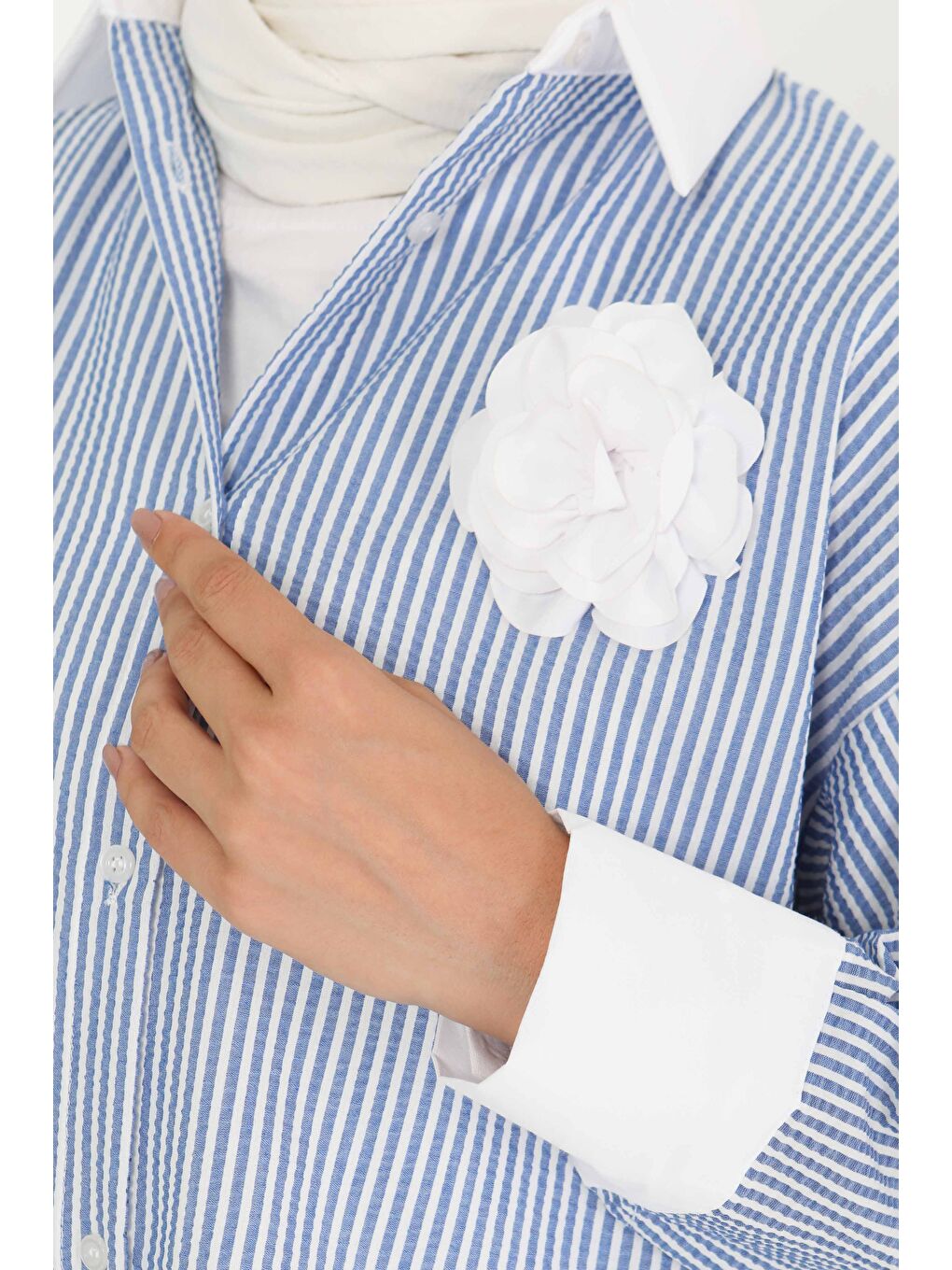 Gül Detaylı Tunik Mavi - 27434-3