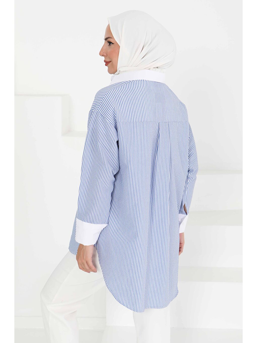 Gül Detaylı Tunik Mavi - 27434-4