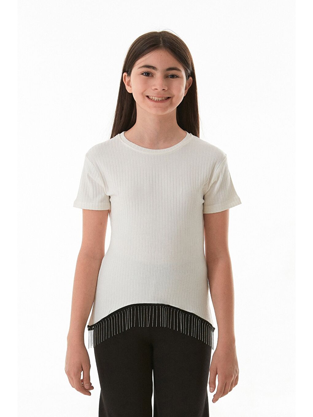 Ekru Fitilli Beli Zincirli Kız Çocuk Body-1