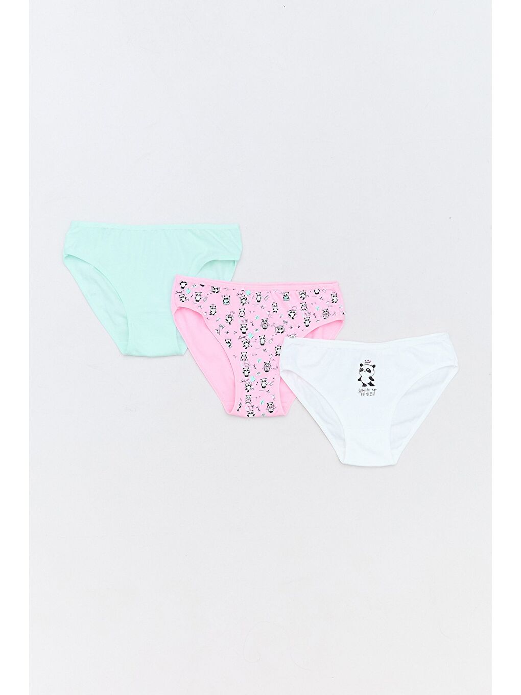 Ekru Panda Baskılı 3 Lü Kız Çocuk Külot