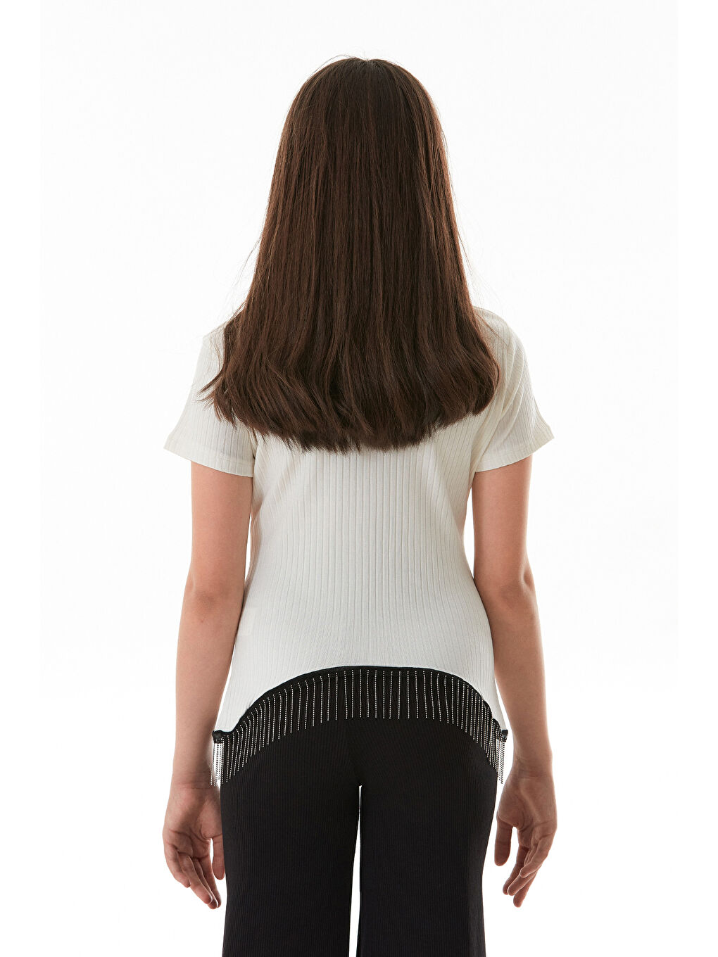 Ekru Fitilli Beli Zincirli Kız Çocuk Body-3