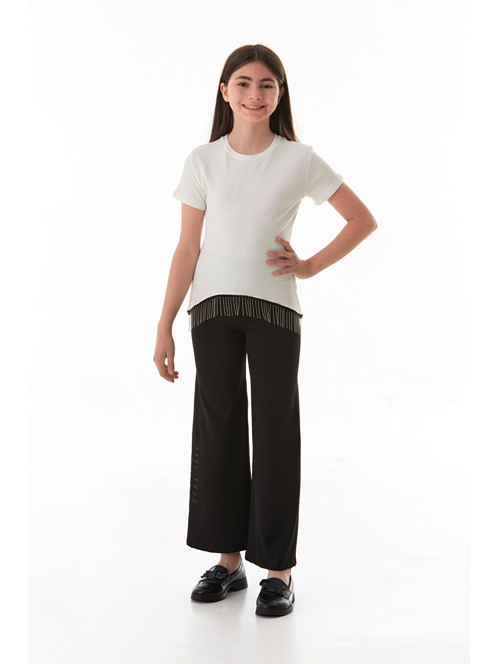 Ekru Fitilli Beli Zincirli Kız Çocuk Body-4