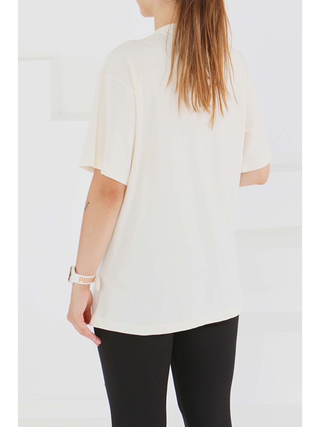 Baskılı Taşlı T-Şhirt Ekru - 27375-4