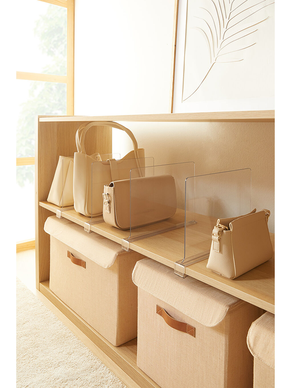 Renksiz 4'lü Şeffaf Akrilik Çanta Raf Düzenleyici 20 x 30 x 0.29 cm-2