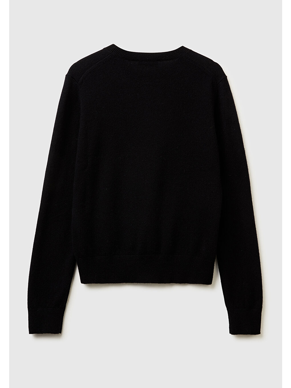 Kadın Siyah %100 Kaşmir Bisiklet Yaka Düz Kazak-3